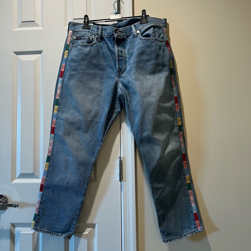Polo blue jeans with polo logo down the sides